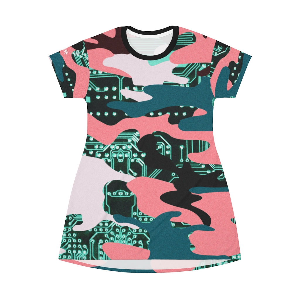 CIRCUIT CAMO - TEAL/PINK - T-Shirt Dress