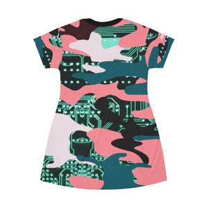 CIRCUIT CAMO - TEAL/PINK - T-Shirt Dress